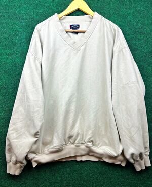 Monterey Club Gray V-Neck Microfiber Pullover Sweatshirt Men's XL